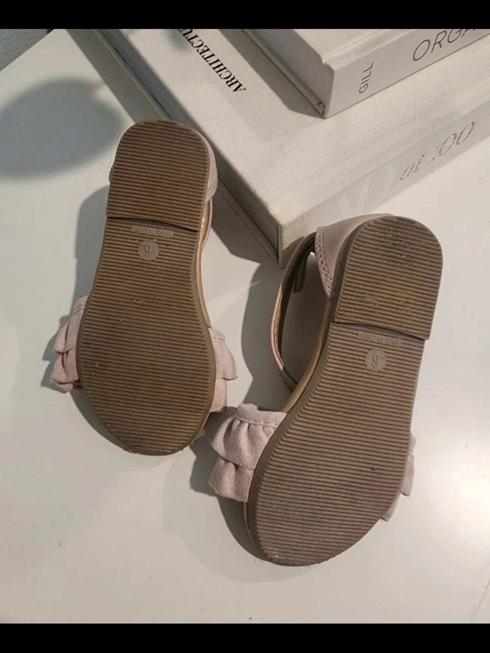 Old Navy Light Pink Ruffle Ankle-Strap Sandals